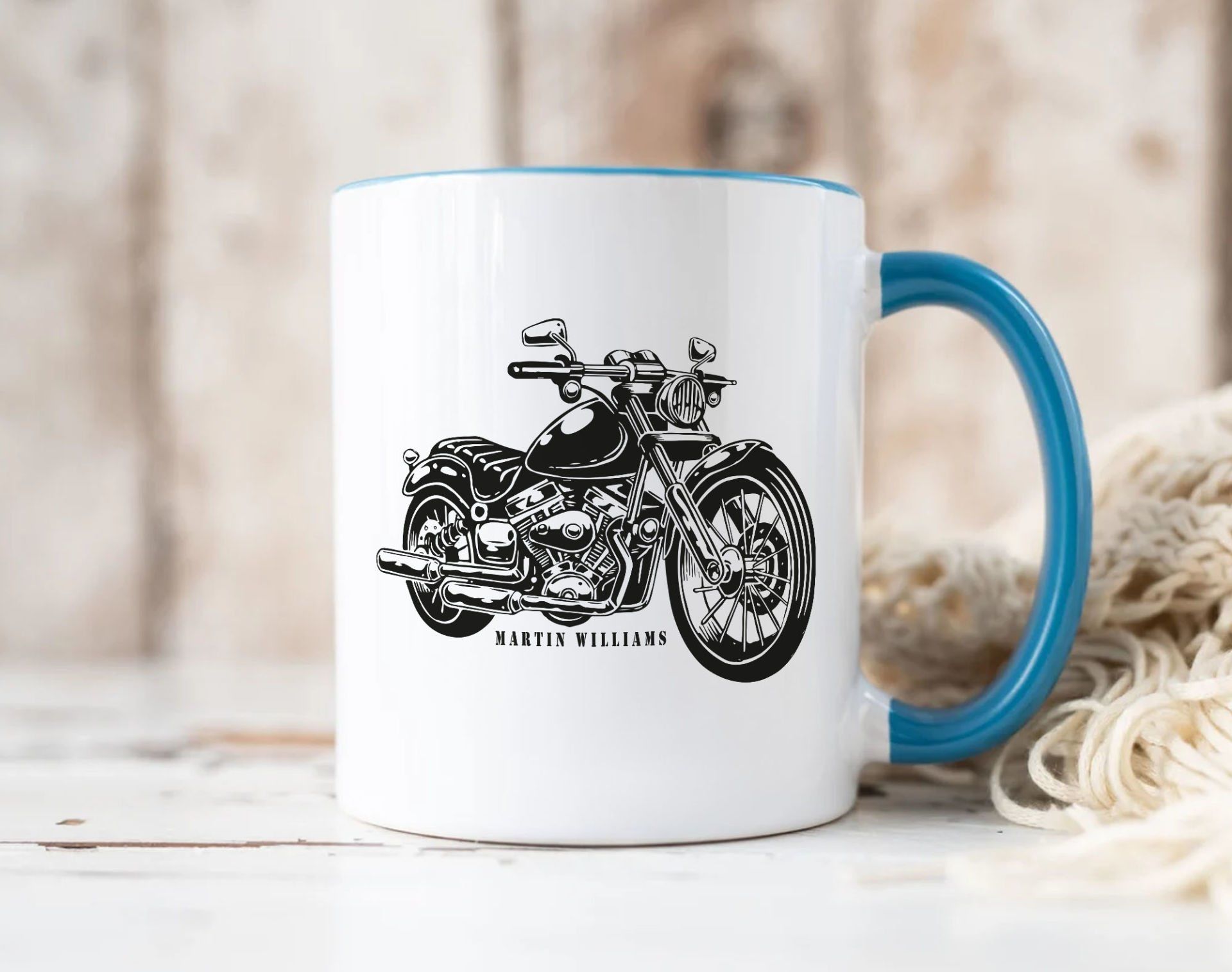 BK Gift Kişiye Özel Motorcu Temalı Mavi Kupa Bardak-11, Arkadaşa Hediye, Sevgiliye Hediye