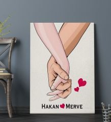 BK Gift Kişiye Özel Sevgili El Ele Tasarımlı Kanvas Tablo-3 (70x100), Sevgiliye Hediye, Sevgililer Günü Hediyesi