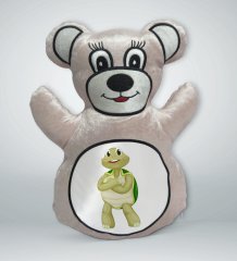BK Gift Sevimli Kaplumbağa Tasarımlı Krem Ayıcık Yastık-2
