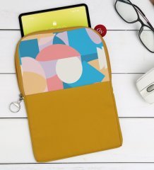 BK Gift Modern Art Tasarımlı Taşınabilir Koruyucu Tablet Kılıfı & Organizer Çanta - Sarı-1