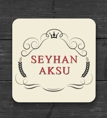 BK Gift Kişiye Özel Ahşap Bardak Altlığı ve 6’lı Granit Viski Taşı Hediye Seti - Model 4