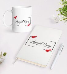 Kişiye Özel İsimli Beyaz Defter Kalem Kupa Seti-1