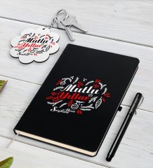 Kişiye Özel Yılbaşı Mutlu Yıllar Siyah Defter Kalem ve Anahtarlık Hediye Seti-4