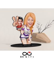 BK Gift Kişiye Özel Sevgililer Karikatürlü Ahşap Biblo, Sevgililer Günü Hediyesi, Doğum Günü Hediyesi, Yıl Dönümü Hediyesi-30