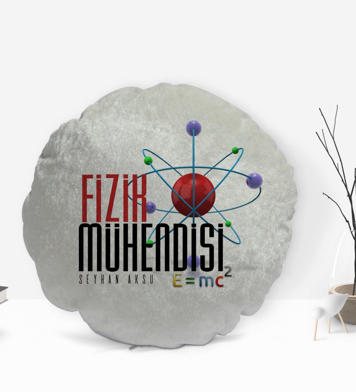 Kişiye Özel İsimli Fizik Mühendisi Tasarımlı Dekoratif Kırlent Yastık-1