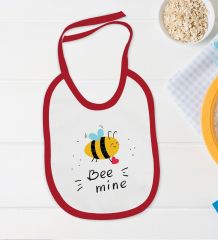 BK Kids Be Mine Tasarımlı Kırmızı Bebek Body Zıbın ve Mama Önlüğü Hediye Seti-1