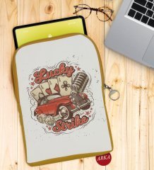 BK Gift Lucky Strike Tasarımlı Taşınabilir Koruyucu Tablet Kılıfı & Organizer Çanta - Sarı-1