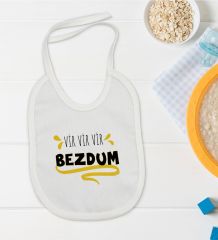 BK Kids Bezdum Tasarımlı Beyaz Bebek Mama Önlüğü-5