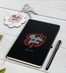 Kişiye Özel Yılbaşı Mutlu Yıllar Siyah Defter Kalem ve Anahtarlık Hediye Seti-3