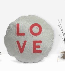 BK Gift Love Tasarımlı Yuvarlak Dekoratif Kırlent Yastık-1