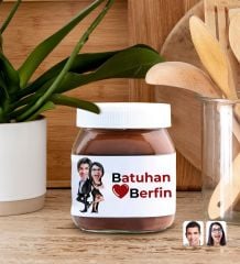 BK Gift Sevgiliye Özel İsimli Papatya Kolye ve Karikatürlü Nutella 400gr. Hediye Seti, Sevgililer Günü Hediye, Doğum Günü Hediyesi, Sevgiliye Hediye-9