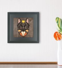 BK Gift Kurt Tasarımlı Ahşap Çerçeveli Taş Duvar Dekoru-1