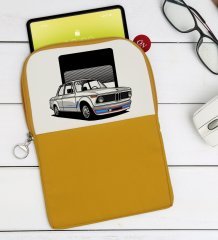 BK Gift Klasik Araç Tasarımlı Taşınabilir Koruyucu Tablet Kılıfı & Organizer Çanta - Sarı-11