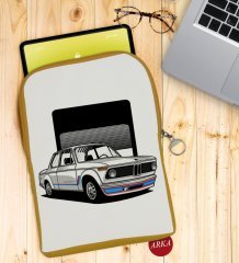 BK Gift Klasik Araç Tasarımlı Taşınabilir Koruyucu Tablet Kılıfı & Organizer Çanta - Sarı-11