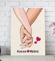 BK Gift Kişiye Özel Sevgili El Ele Tasarımlı Kanvas Tablo-3 (20x30), Sevgiliye Hediye, Sevgililer Günü Hediyesi