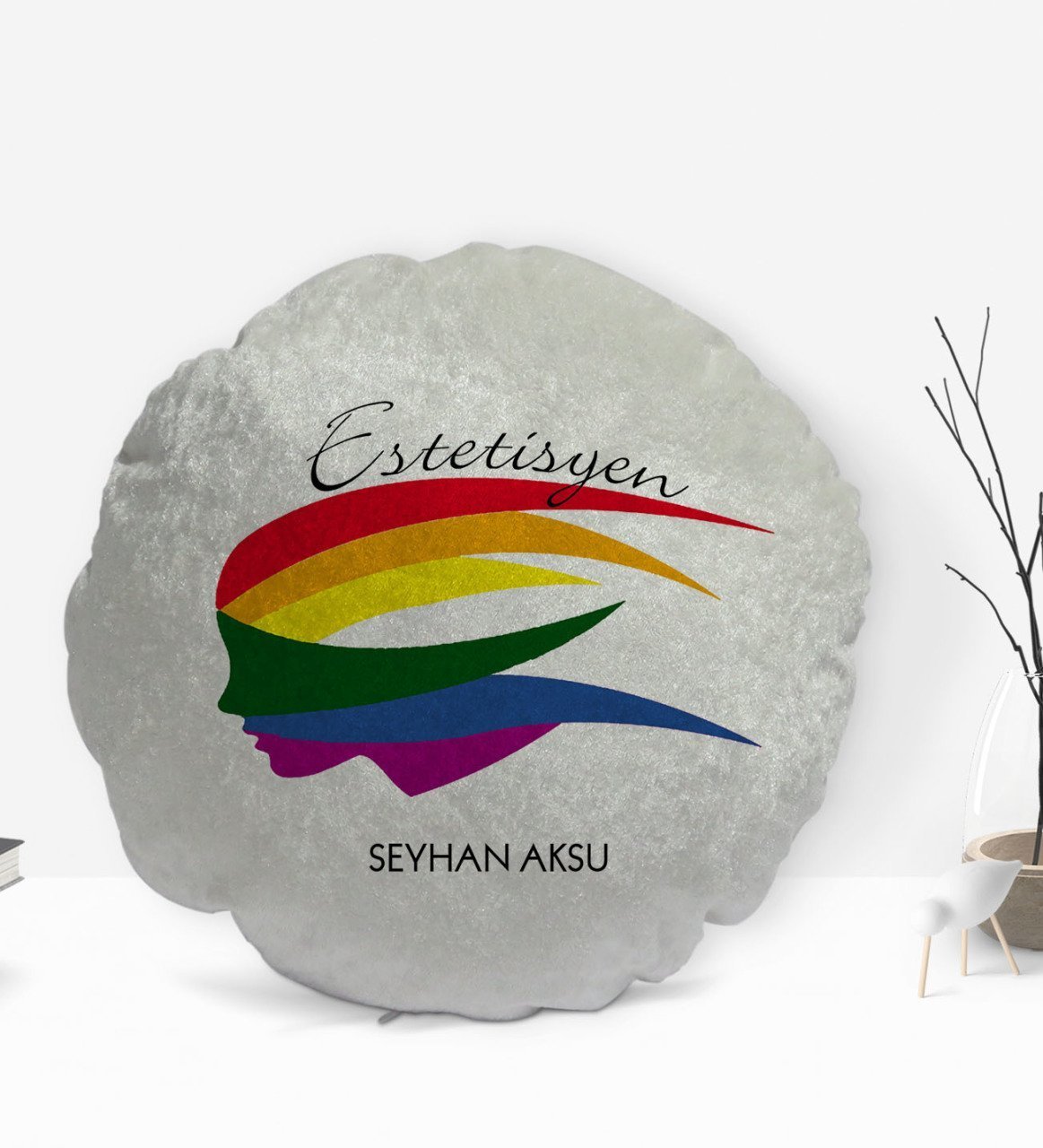 Kişiye Özel İsimli Estetisyen Tasarımlı Dekoratif Kırlent Yastık-2