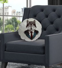 BK Gift Kurt Tasarımlı Yuvarlak Dekoratif Kırlent Yastık-2