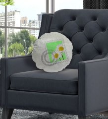 Kişiye Özel İsimli Papatya Temalı Yuvarlak Dekoratif Kırlent Yastık-10