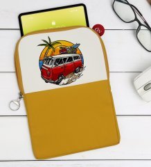 BK Gift Klasik Araç Tasarımlı Taşınabilir Koruyucu Tablet Kılıfı & Organizer Çanta - Sarı-10