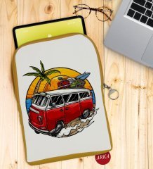 BK Gift Klasik Araç Tasarımlı Taşınabilir Koruyucu Tablet Kılıfı & Organizer Çanta - Sarı-10