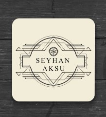 BK Gift Kişiye Özel Ahşap Bardak Altlığı ve 6’lı Granit Viski Taşı Hediye Seti - Model 1