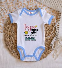 BK Kids Teyze Anne Gibi Tasarımlı Mavi Bebek Body Zıbın-1