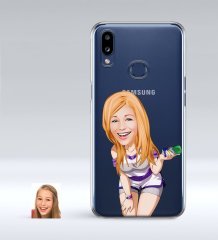 Kişiye Özel Bayan Karikatürlü Samsung Galaxy A10s İnce Şeffaf Silikon Telefon Kapağı-36