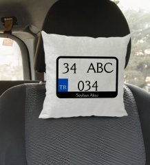 Kişiye Özel Plakalı Kare Araç Koltuk Yastığı-1