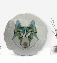 BK Gift Kurt Tasarımlı Yuvarlak Dekoratif Kırlent Yastık-1