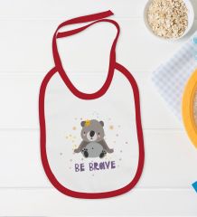 BK Kids Be Brave Tasarımlı Kırmızı Bebek Body Zıbın ve Mama Önlüğü Hediye Seti-1