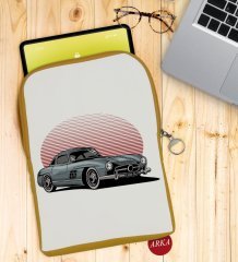 BK Gift Klasik Araç Tasarımlı Taşınabilir Koruyucu Tablet Kılıfı & Organizer Çanta - Sarı-9
