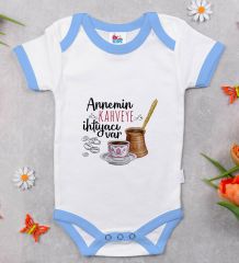 BK Kids Annemin Kahveye İhtiyacı Var Tasarımlı Mavi Bebek Body Zıbın-1