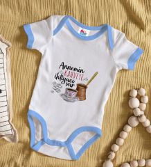 BK Kids Annemin Kahveye İhtiyacı Var Tasarımlı Mavi Bebek Body Zıbın-1