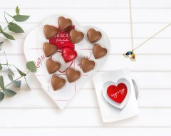 Kişiye Özel Sevgililer Günü Çift Harfli Bulut Kolye Kupa ve Kalpten Kalbe Çikolata Hediye Seti-39