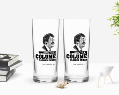 Kişiye Özel Renkli Baskılı Çünkü Sen Çölüme Yağmur Oldun Tasarımlı İkili Rakı Bardağı Seti-8