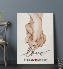 BK Gift Kişiye Özel Sevgili El Ele Tasarımlı Kanvas Tablo-2 (70x100), Sevgiliye Hediye, Sevgililer Günü Hediyesi