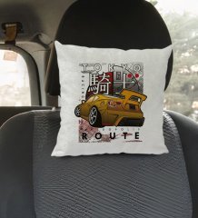 BK Gift Tokyo Route Tasarımlı Kare Araç Koltuk Yastığı-1