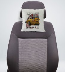BK Gift Tokyo Route Tasarımlı Kare Araç Koltuk Yastığı-1