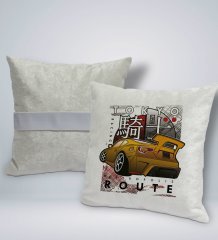 BK Gift Tokyo Route Tasarımlı Kare Araç Koltuk Yastığı-1