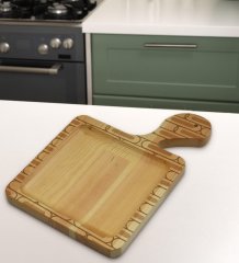 BK Gift Modern Art Tasarımlı Kare Şeklinde Doğal Ahşap Servis ve Sunum Tabağı Model 19