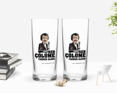 Kişiye Özel Renkli Baskılı Çünkü Sen Çölüme Yağmur Oldun Tasarımlı İkili Rakı Bardağı Seti-7