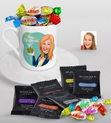 Kişiye Özel Bayan Sınıf Öğretmeni Türk Kahvesi Fincanı Selamlique Karışık Türk Kahvesi ve Haribo Şeker Hediye Seti-1