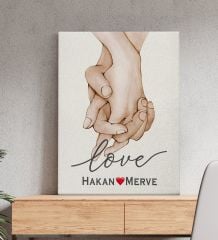 BK Gift Kişiye Özel Sevgili El Ele Tasarımlı Kanvas Tablo-2 (50x70), Sevgiliye Hediye, Sevgililer Günü Hediyesi