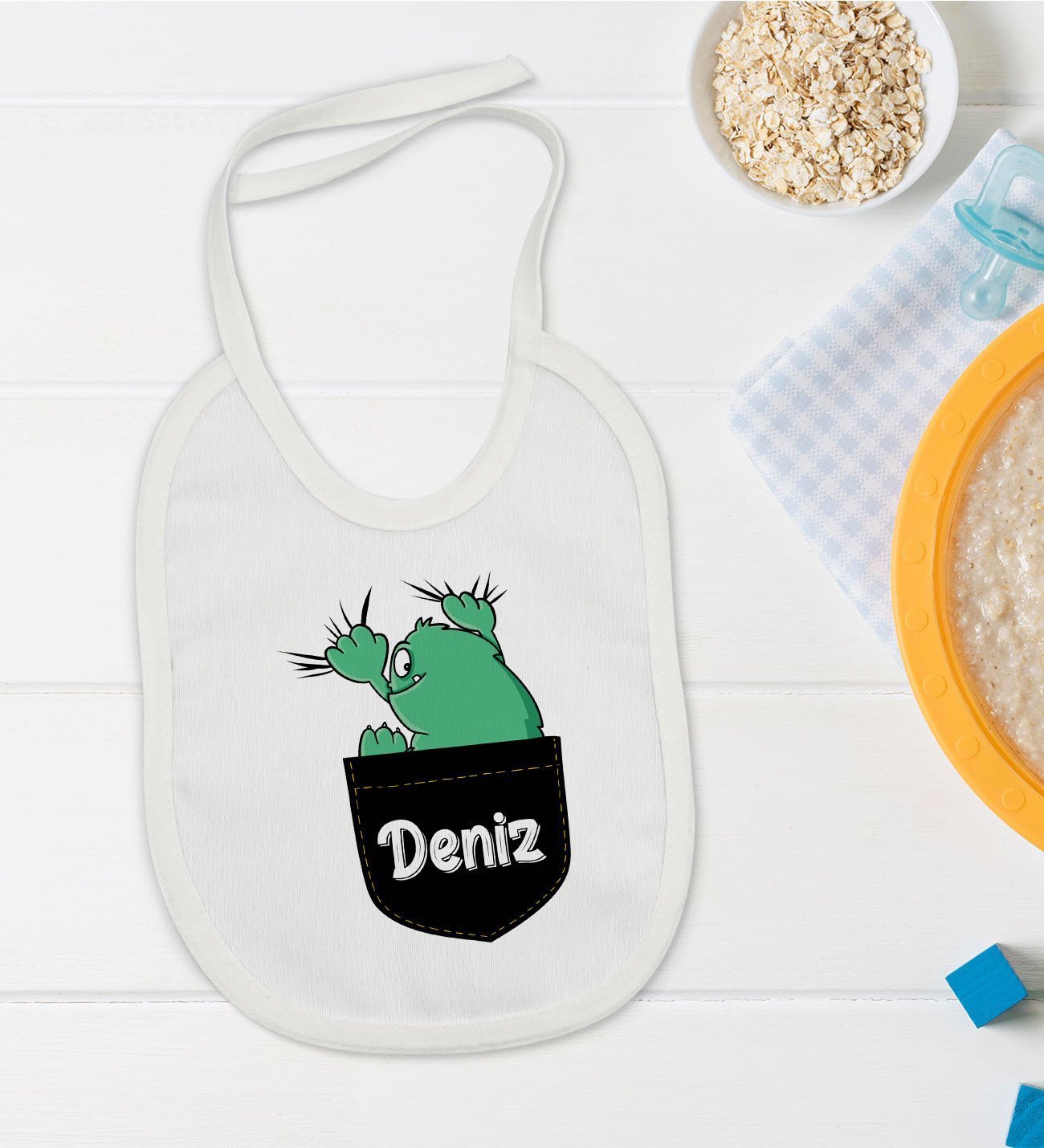 BK Kids Kişiye Özel İsimli Bebek Mama Önlüğü - Model 39