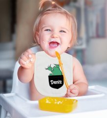 BK Kids Kişiye Özel İsimli Bebek Mama Önlüğü - Model 39