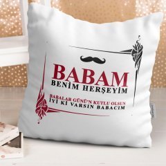 Kişiye Özel Dekoratif Beyaz Yastık (Babalar Günü Temalı) 3