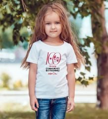 BK Gift 29 Ekim Tasarımlı Kız Çocuk Beyaz T-shirt-8, Arkadaşa Hediye, 29 Ekim Hediyesi Hediyesi, Trend Tişört, 100.Yıl Hediyesi