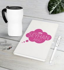 Kişiye Özel Canım Babam Beyaz Defter Kalem Termos Mug Seti-2