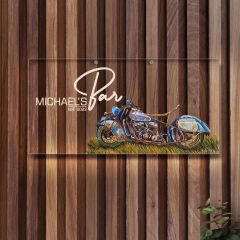 BK Gift Kişiye Özel Motorsiklet Tasarımlı Akrilik Bar Tabelası(38x19cm)-8, Home Bar Tabela, Duvar Dekoru
