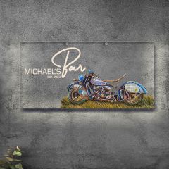 BK Gift Kişiye Özel Motorsiklet Tasarımlı Akrilik Bar Tabelası(38x19cm)-8, Home Bar Tabela, Duvar Dekoru